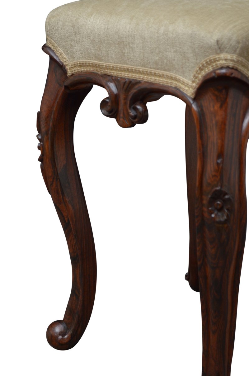 English Victorian Dressing Table Stool In Rosewood - Image 5